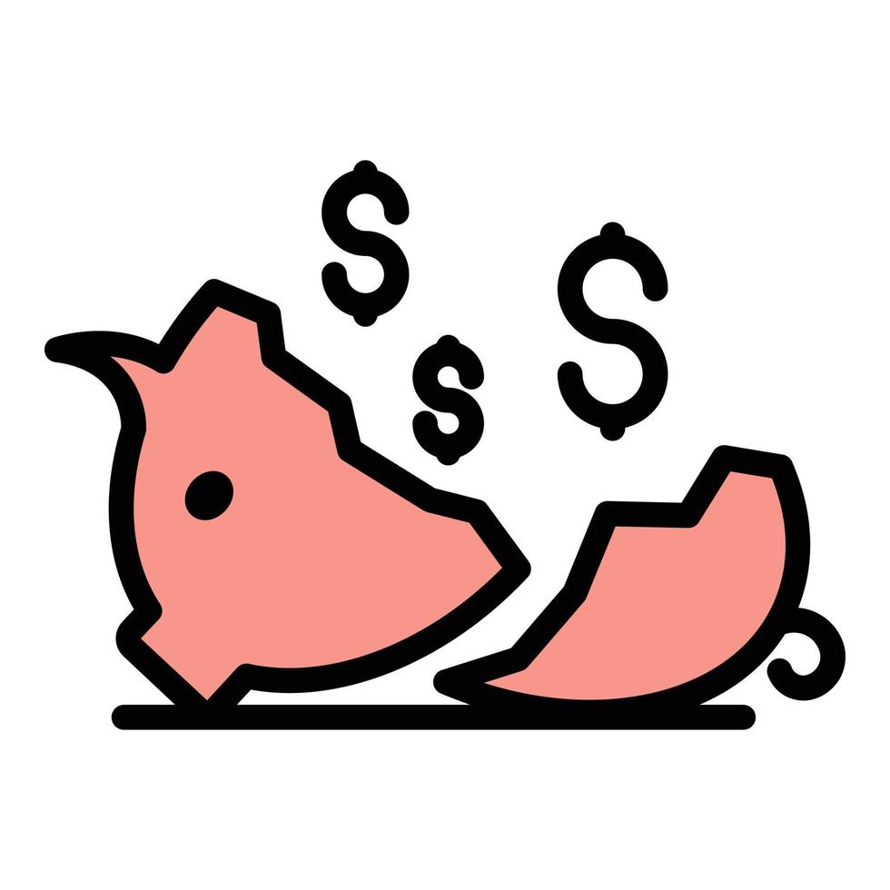 Broken piggy bank compensation icon vector flat