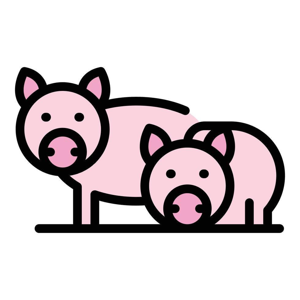 rancho cerdos icono vector plano