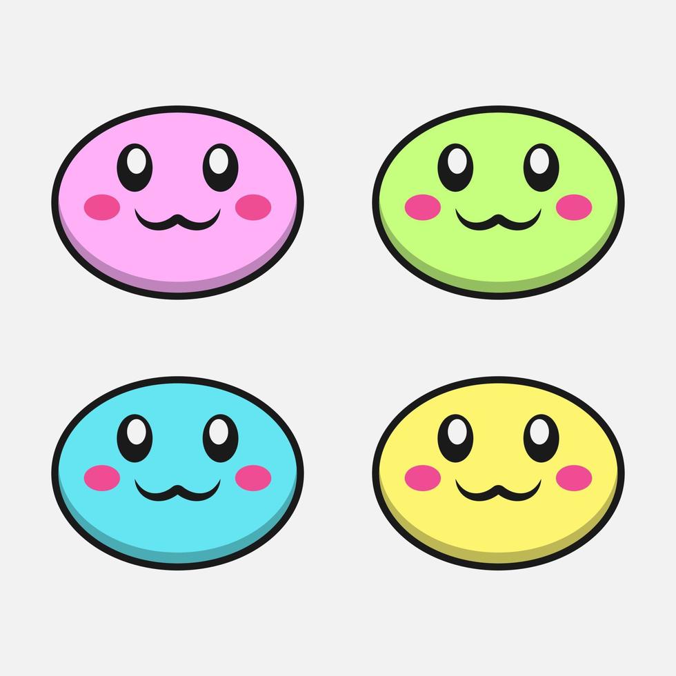 Set of cute bubble, jelly, slime, ball mascot characters. Simple isolated bubble, jelly, slime, ball mascot character. Free vector illustration.