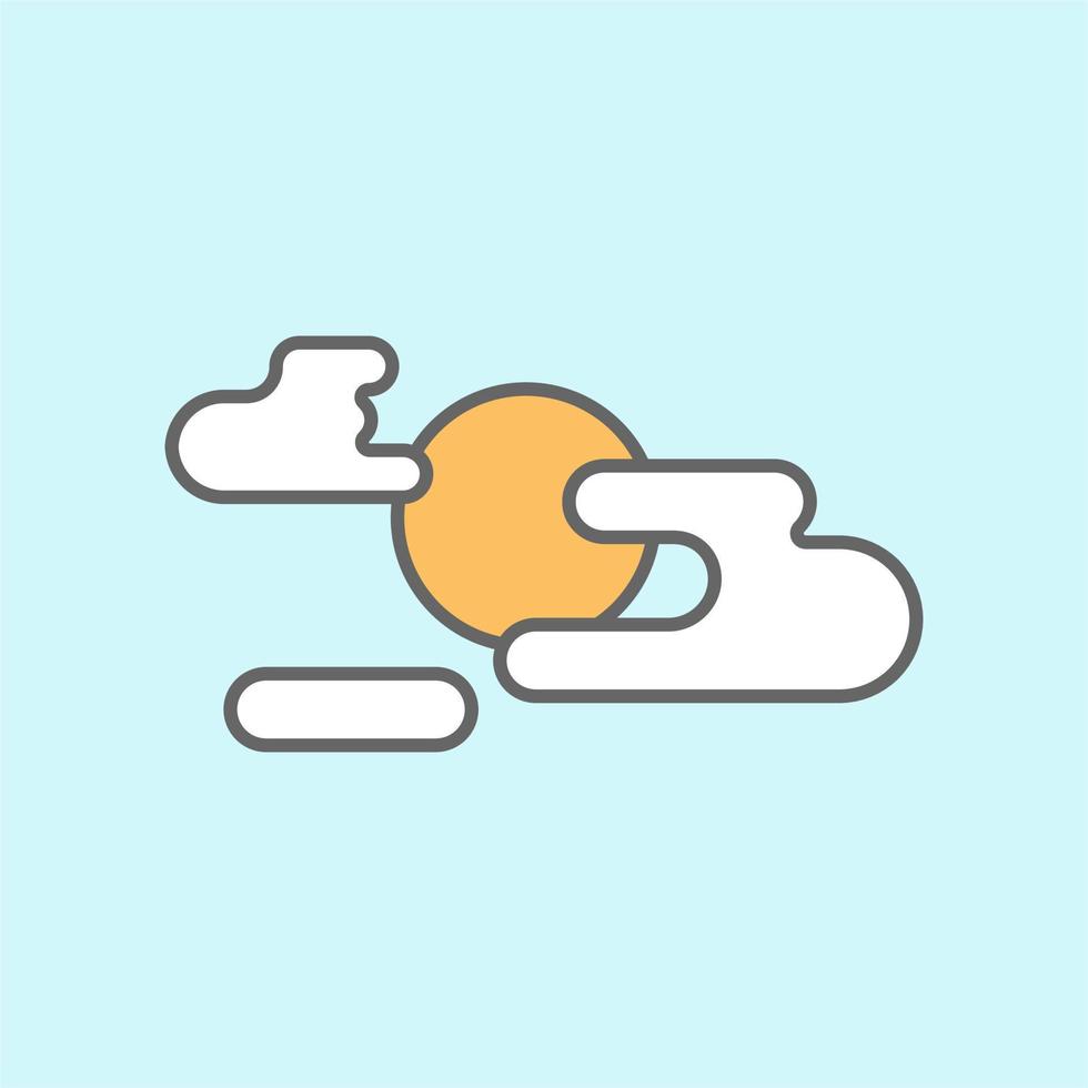 Isolated minimal clouds element with sun. Flat vector on light blue background for ui ux icon, forecast weather, climate control, web design content. Free vector.