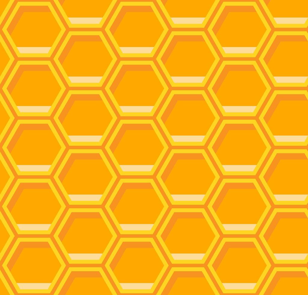 Golden hexagonal shape of honeycomb seamless pattern for background, wall, interior design, banner. Geometrical, hexagon, honey, golden, yellow orange, honeycomb pattern. Pro honeycomb pattern. vector