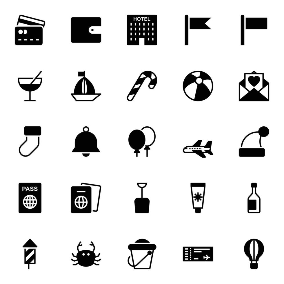 Glyph icons for holiday. vector