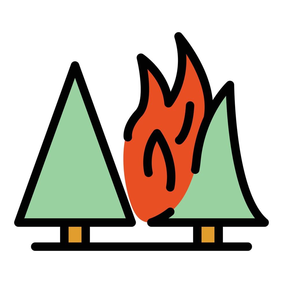 peligro fuego bosque icono vector plano