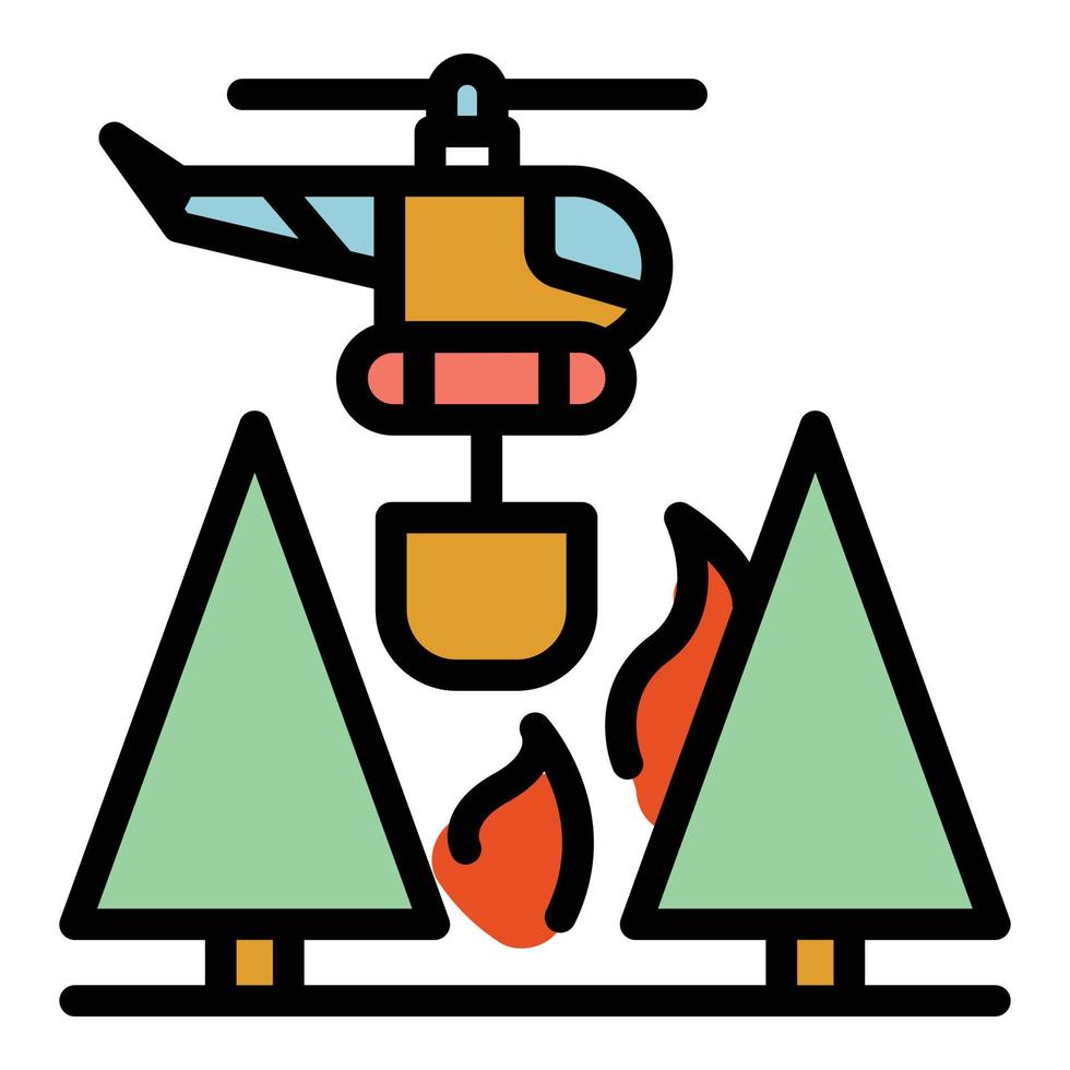 Wildfire helicopter icon vector flat