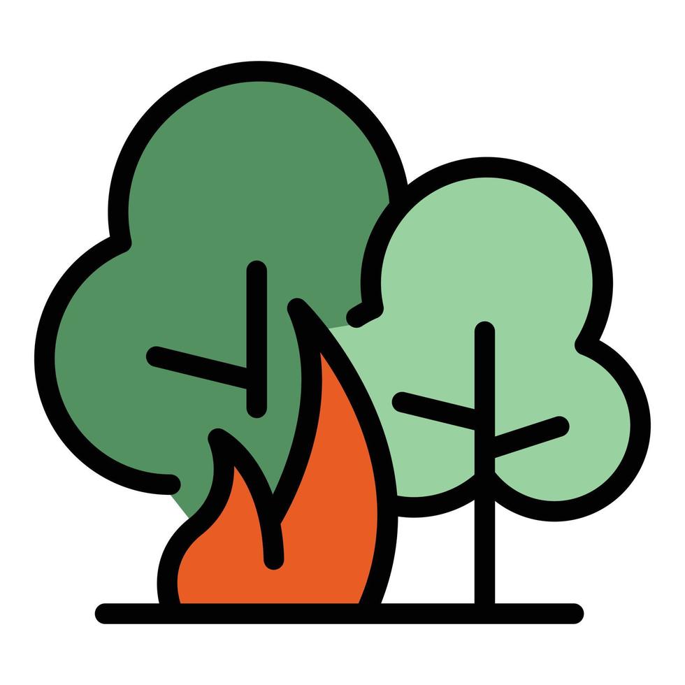 bosque hoguera peligro icono vector plano