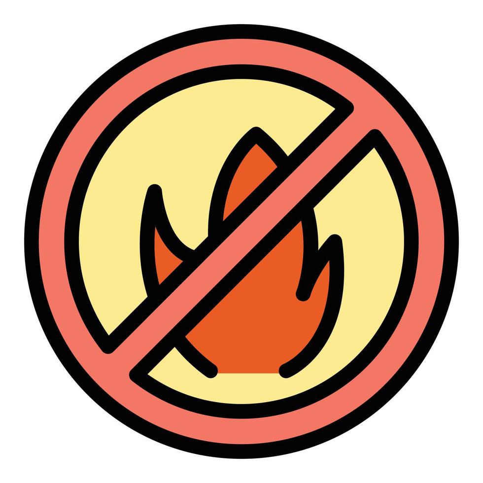 No fuego bosque icono vector plano