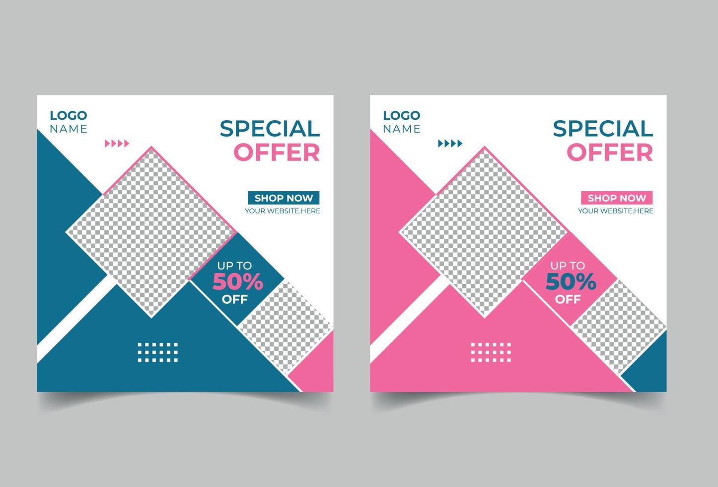 Set of Editable minimal square banner template. Special offer social media post design. vector