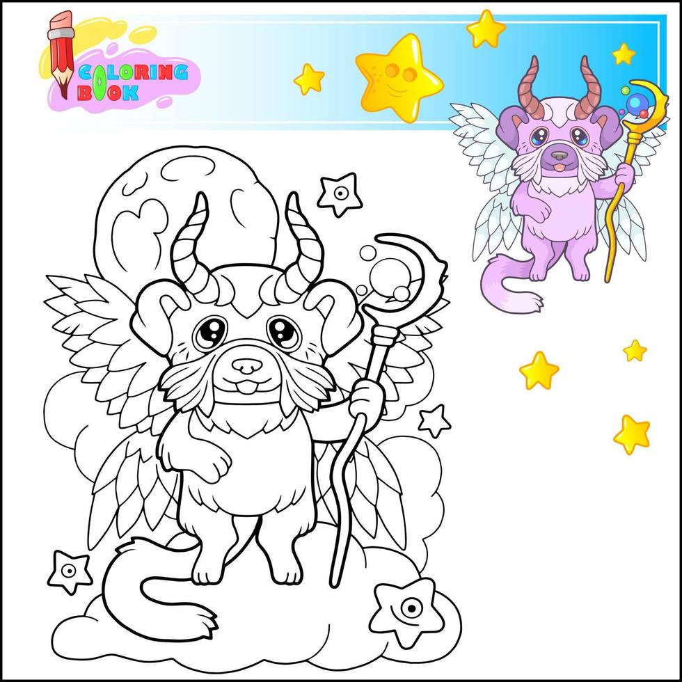 cute fairy dog coloring page vector