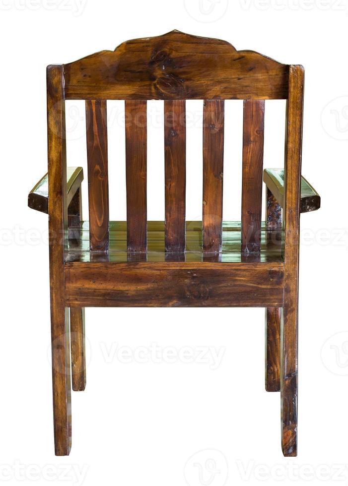 espalda ver de oscuro de madera silla aislado en blanco con recorte camino foto
