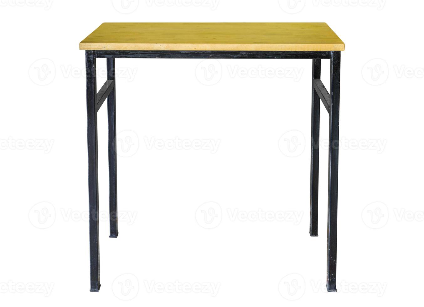front view of wooden table isolated on white with clipping path photo