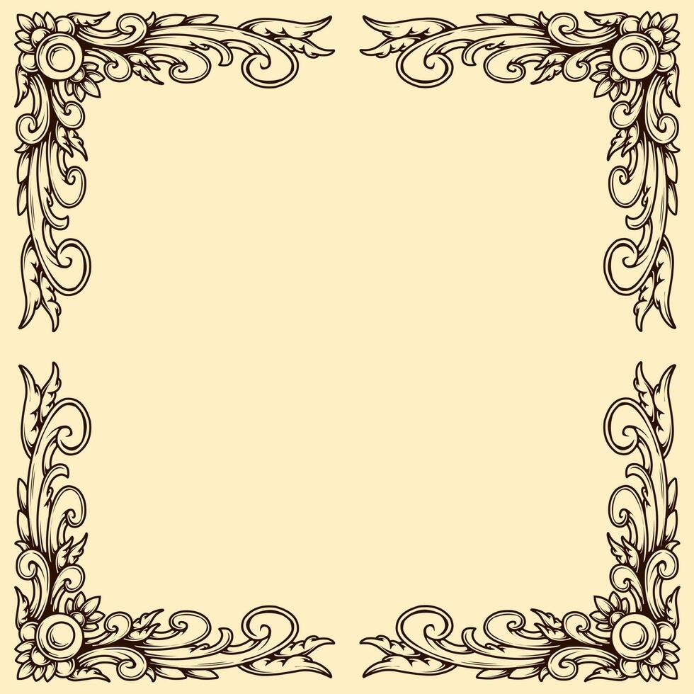 Classic style frame design with exquisite engraving and luxury vector
