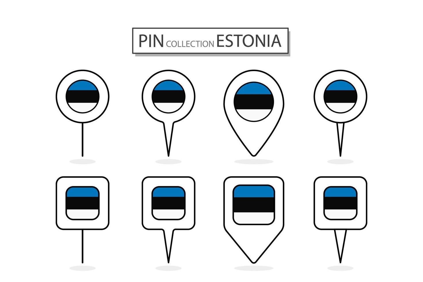 Set of flat pin Estonia flag icon in diverse shapes flat pin icon Illustration Design. vector