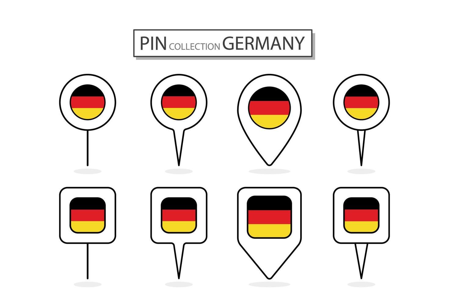Set of flat pin Germany flag icon in diverse shapes flat pin icon Illustration Design. vector