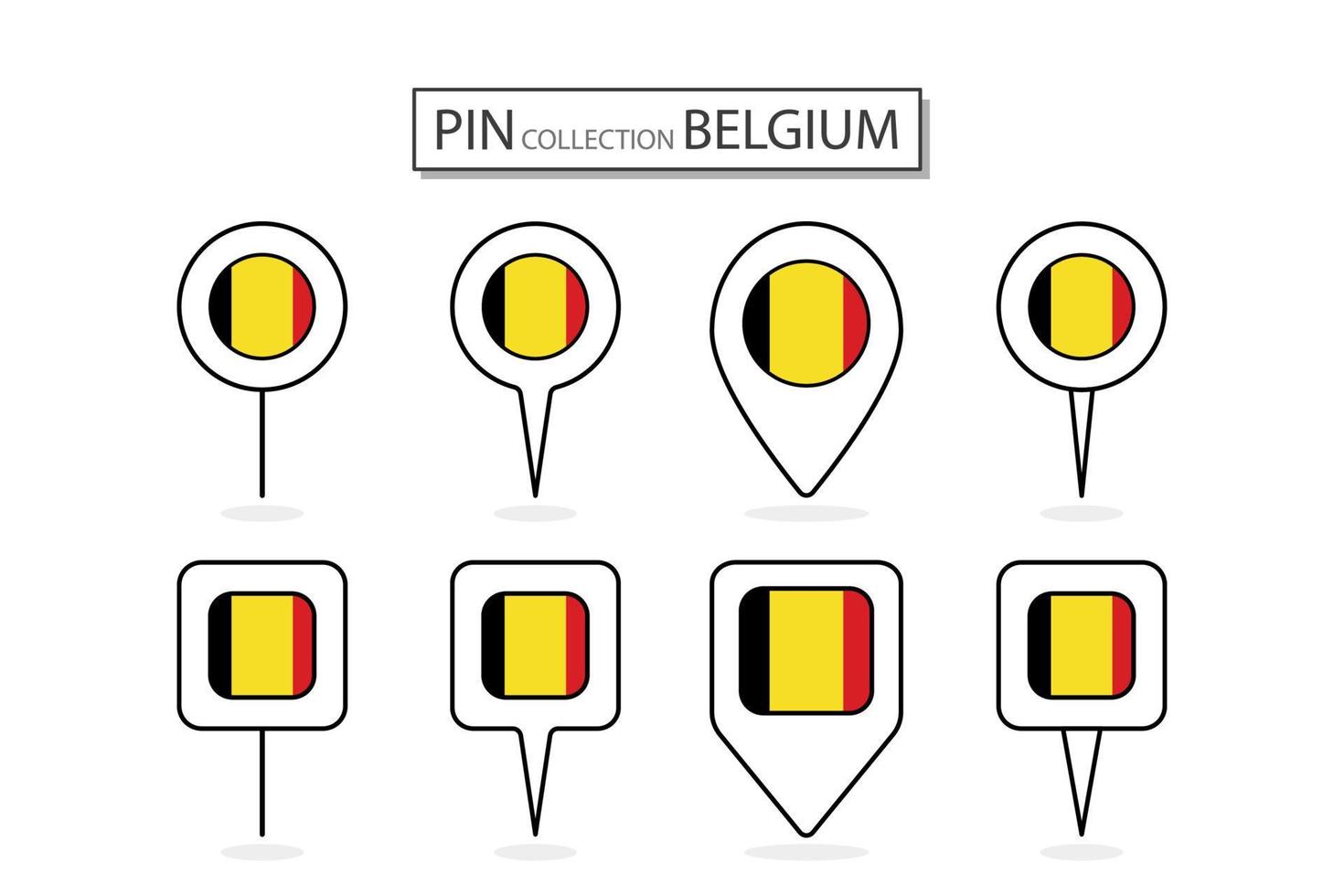 conjunto de plano alfiler Bélgica bandera icono en diverso formas plano alfiler icono ilustración diseño. vector