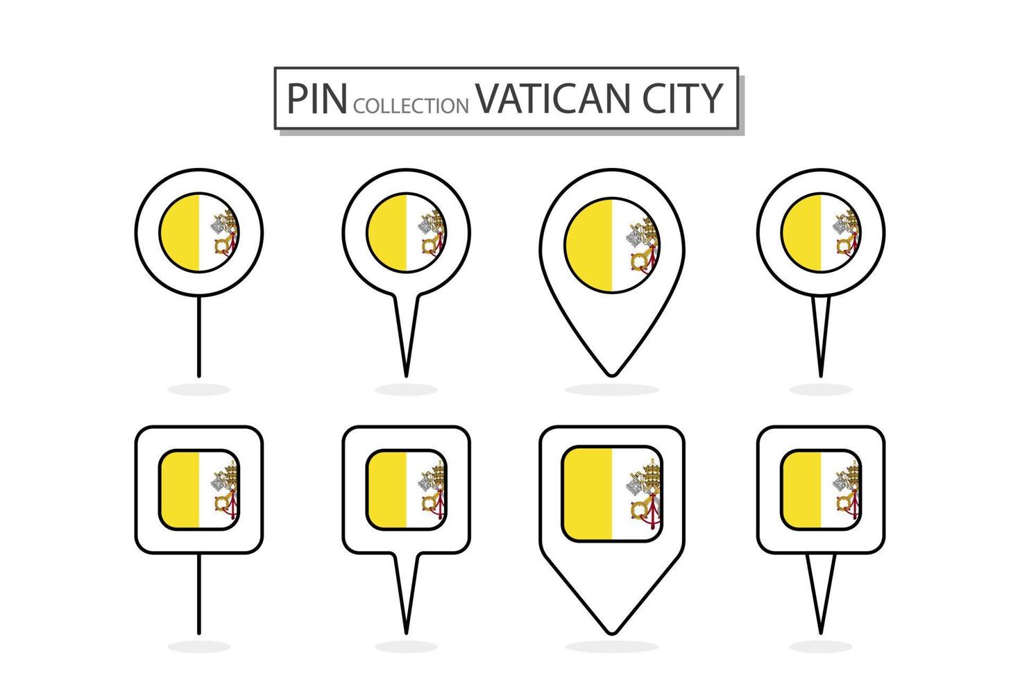 conjunto de plano alfiler Vaticano ciudad bandera icono en diverso formas plano alfiler icono ilustración diseño. vector