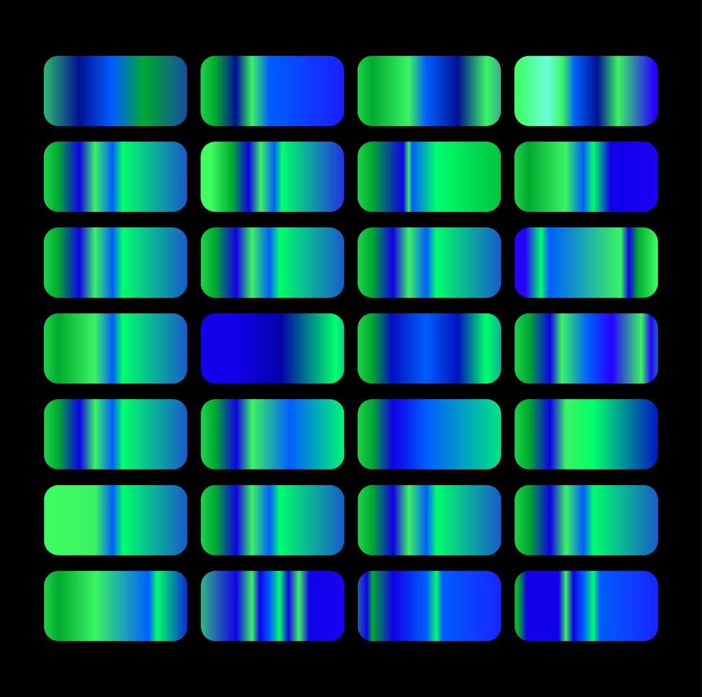 Green and blue gradient swatches set. vector