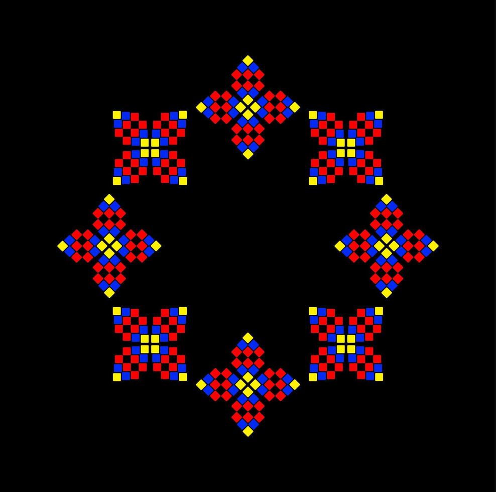 An Abstract round design with Red blue and yellow squares. vector