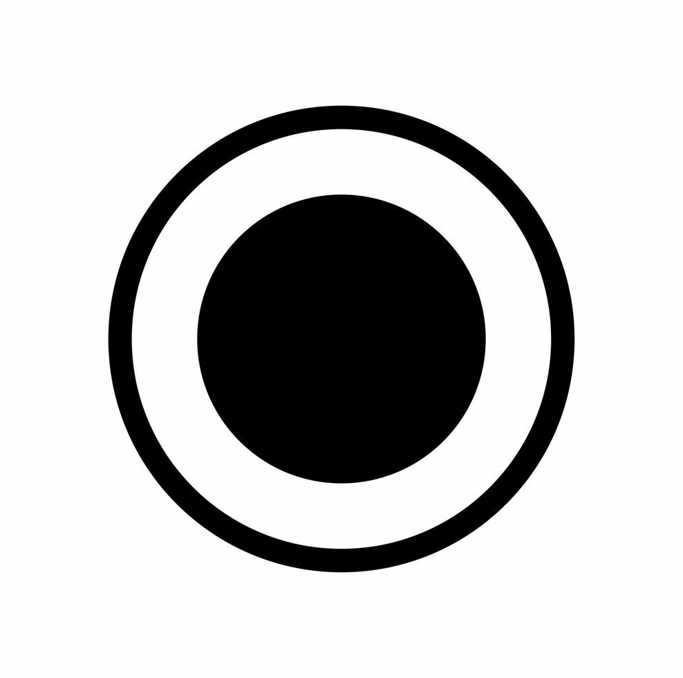 A black dot with a circle vector icon.