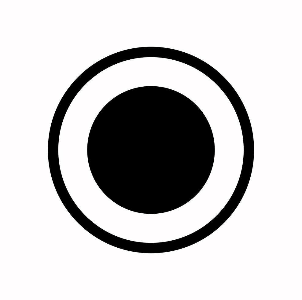 A black dot with a circle vector icon.