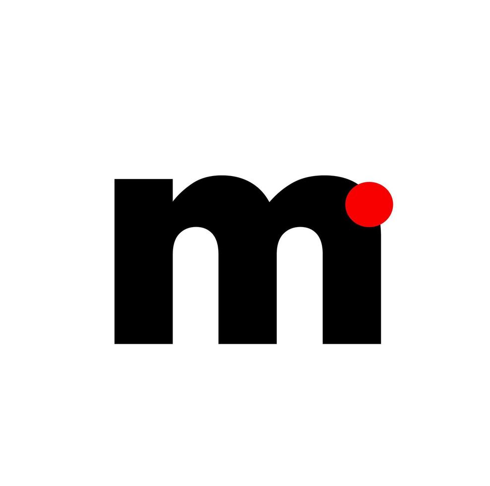 M letter with red dot company monogram. M icon. vector