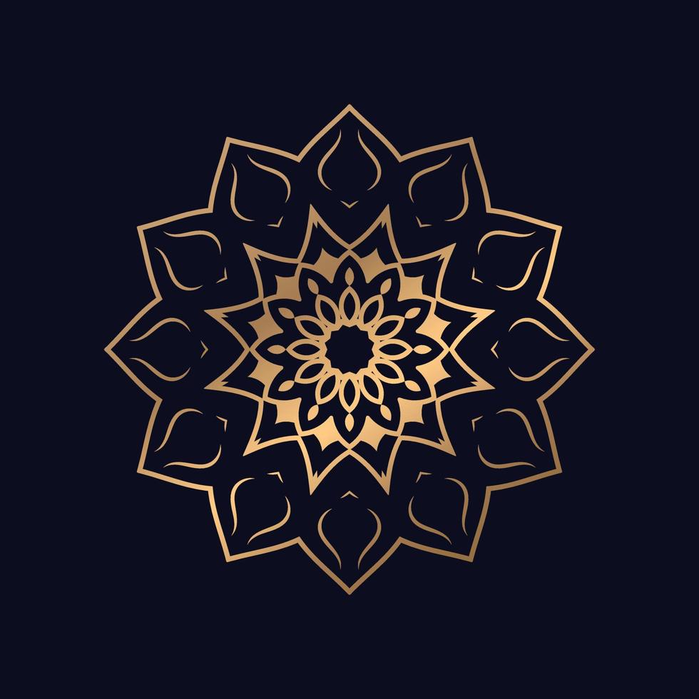 Golden Floral Star colorful Mandala illustration vector