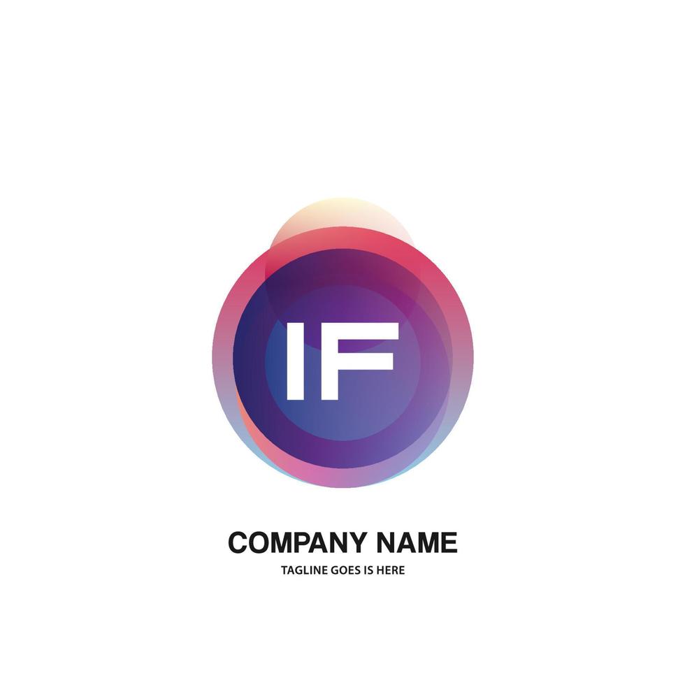 IF initial logo With Colorful Circle template vector