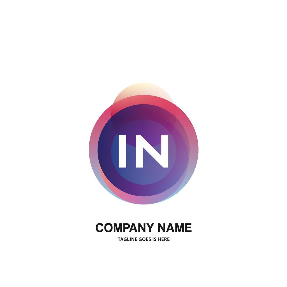 IN initial logo With Colorful Circle template vector