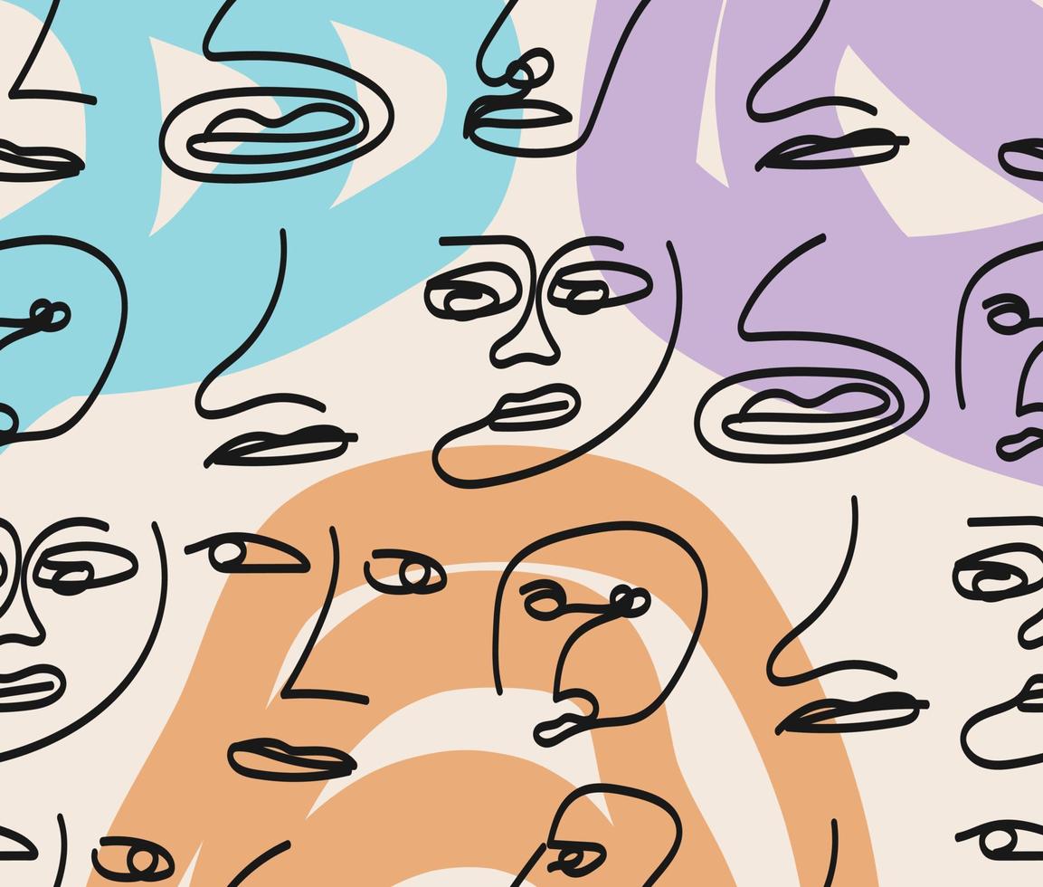 face illustration seamless pattern design vector