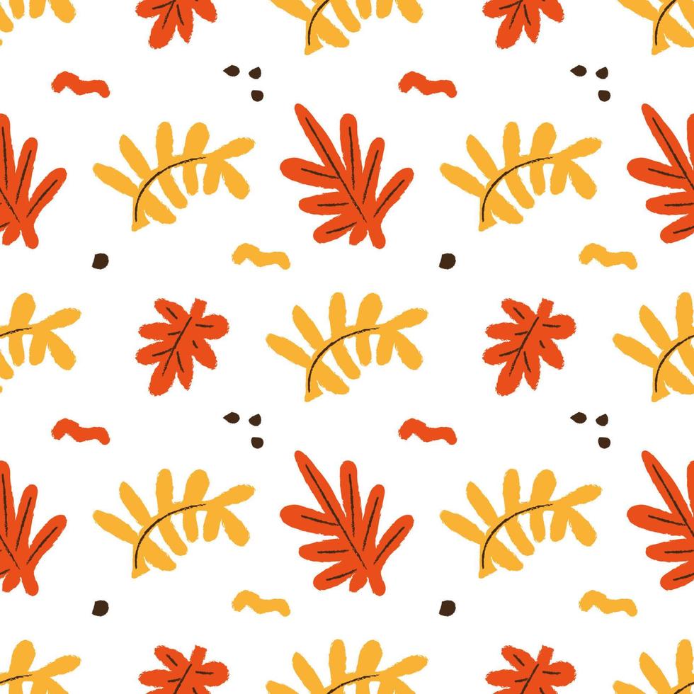 Autumn Abstract Seamless Pattern. Vector tile with fall leaves.