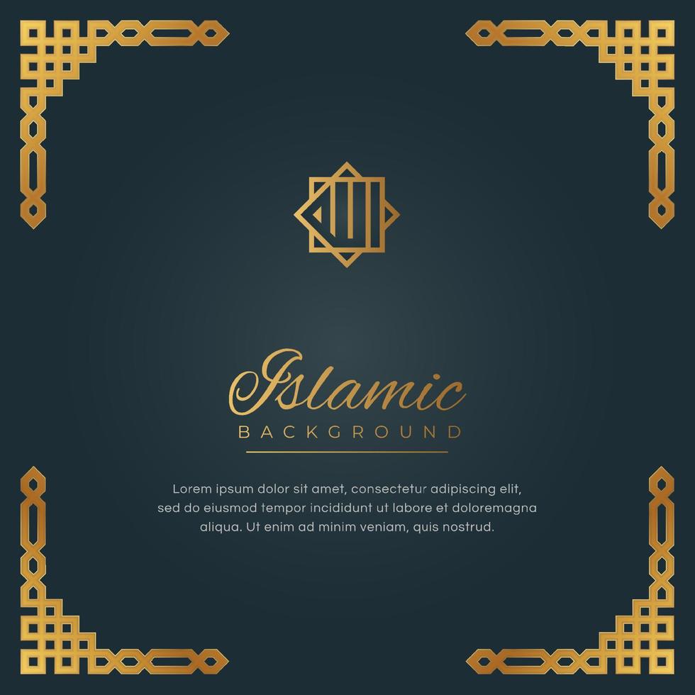 Islamic Arabic Geometric Golden Corners Ornament Background with Space for Text vector