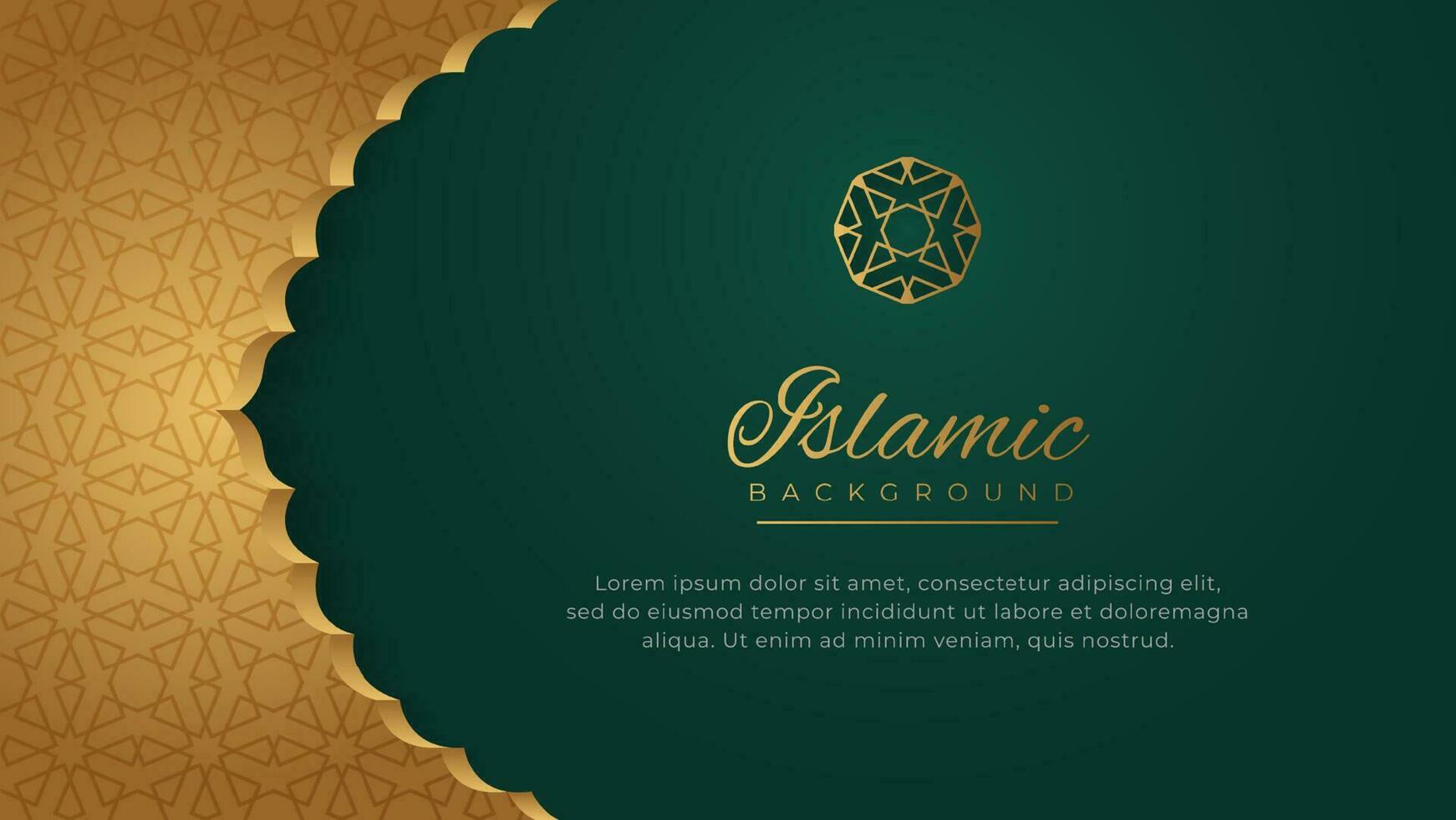 Islamic Arabic Ornament Pattern Green Luxury Background with Copy Space for Text vector