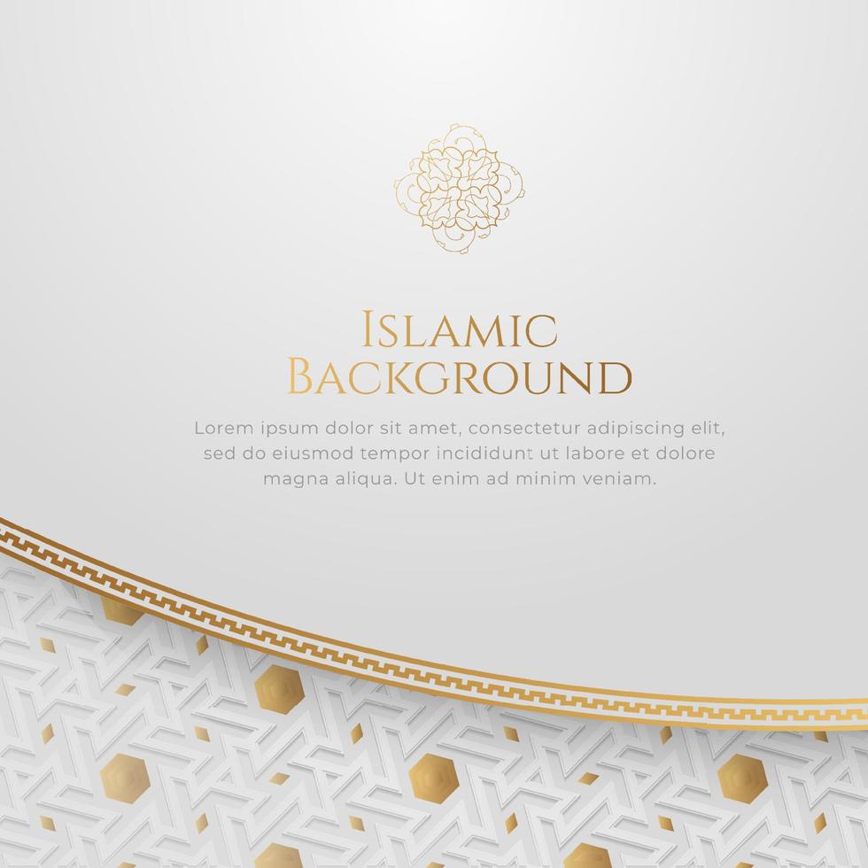 Arabic Islamic Elegant White Golden Luxury Abstract Frame Arabesque Pattern Ornament Background vector