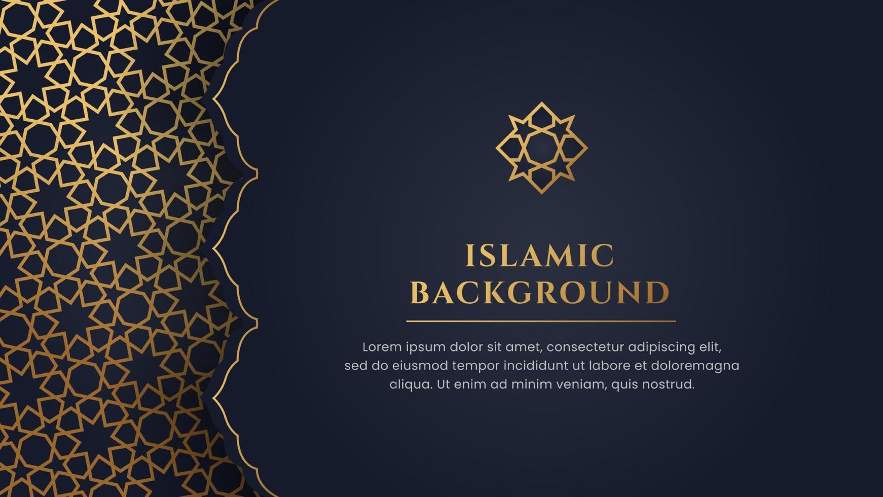 Islamic Arabic Blue Luxury Arabesque Pattern Background with Elegant Golden Frame vector