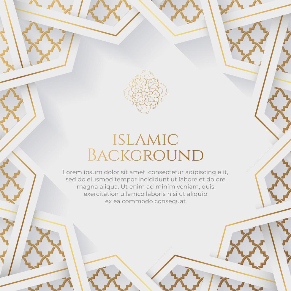 Islamic Arabic Arabesque Ornament Border Luxury Abstract White Background with Copy Space for Text vector