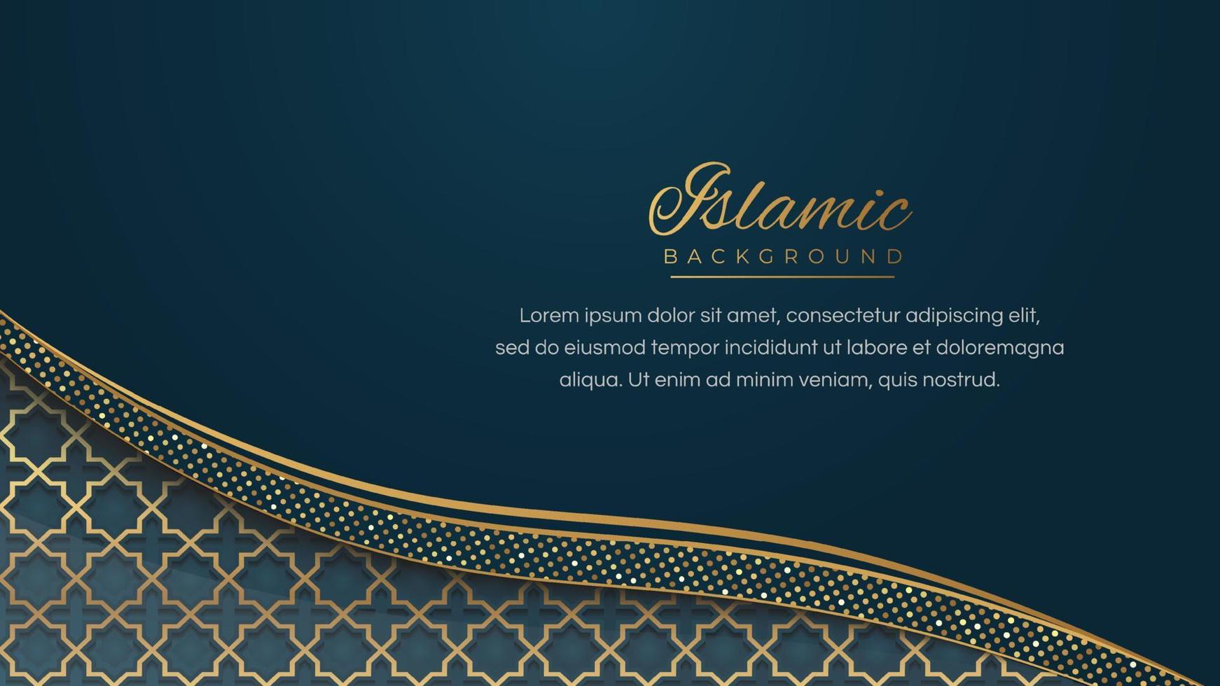 Arabic Islamic Elegant Blue Golden Luxury Frame Ornament Pattern Background vector