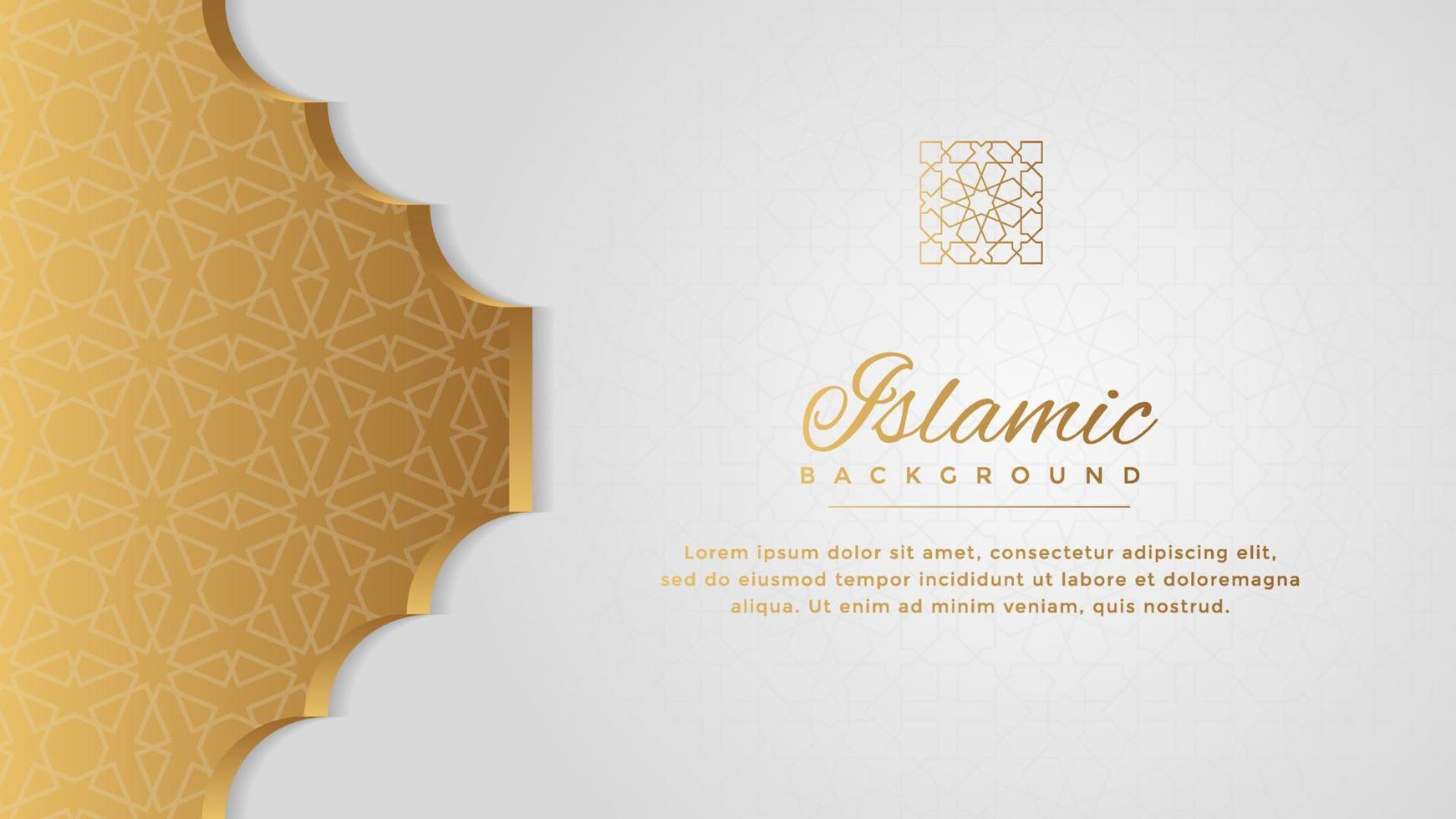 Islamic Arabic Moroccan Style Elegant White Golden Background with Copy