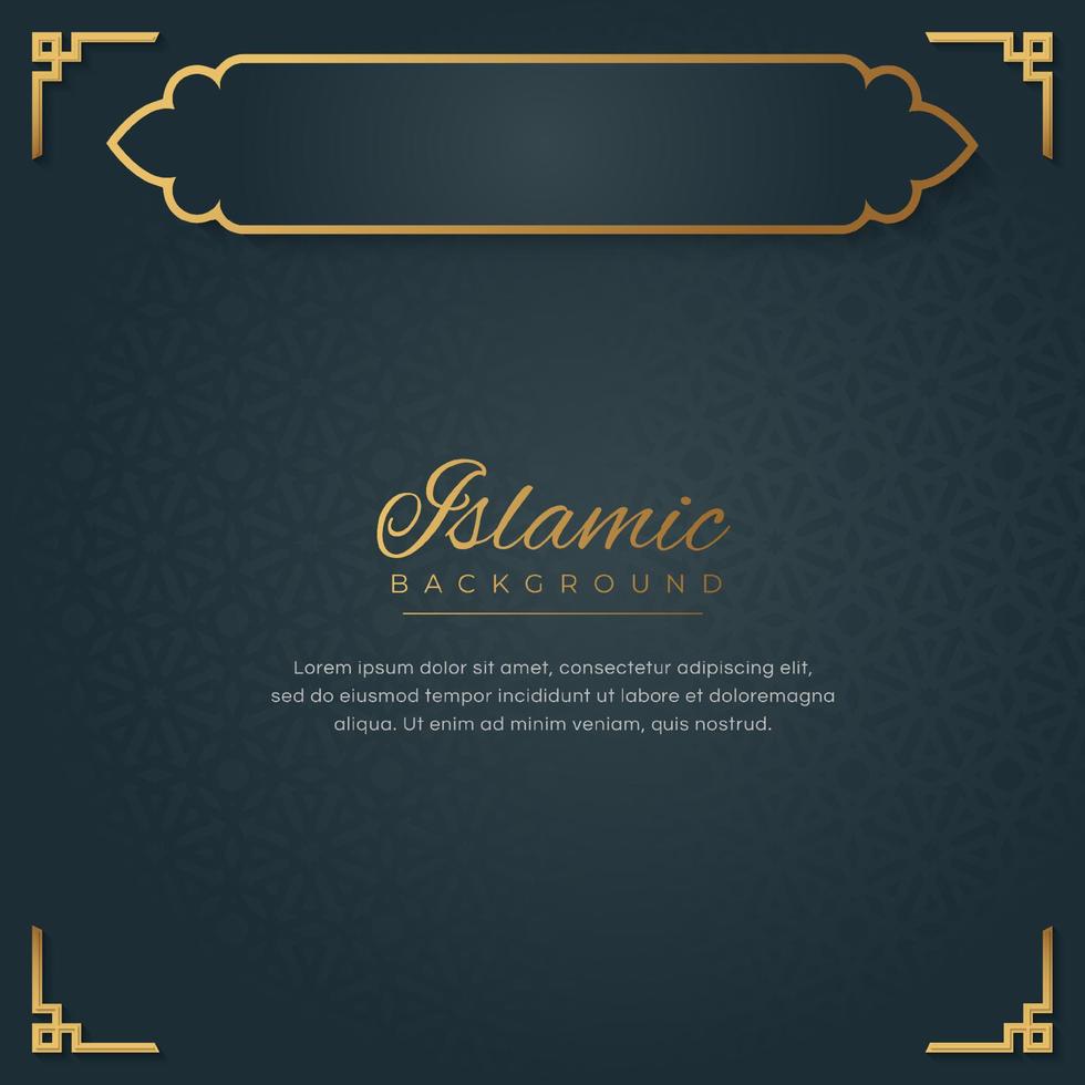 Islamic Arabic Geometric Golden Corners Ornament Frame Background with Space for Text vector