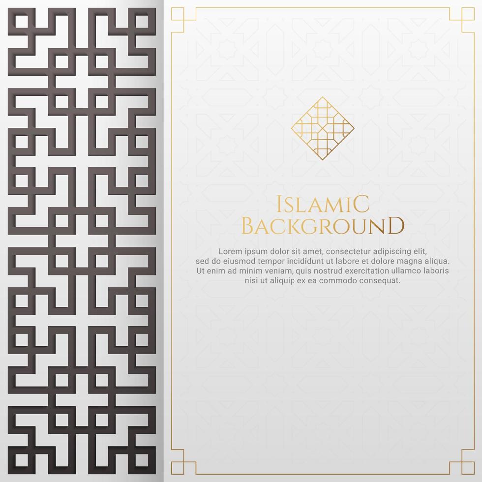 Islamic Arabic Geometric Golden White Background with Space for Text vector