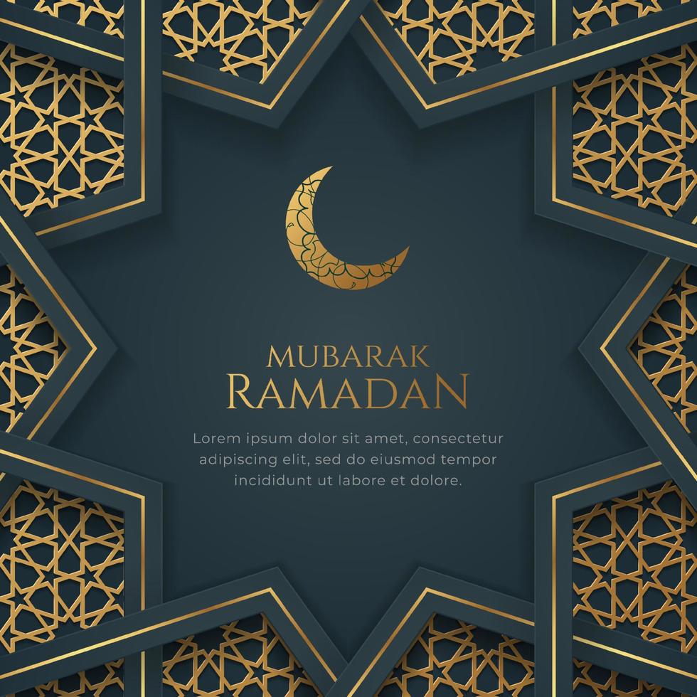 Ramadan Kareem Mubarak Arabesque Ornament Border Luxury Abstract White Background vector
