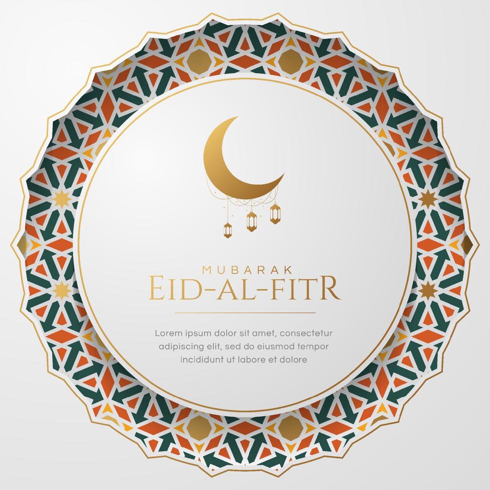 Eid Al-Fitr, Ramadan, Islamic Arabic White Arabesque Mosaic Pattern Background with Round Ornament Frame vector