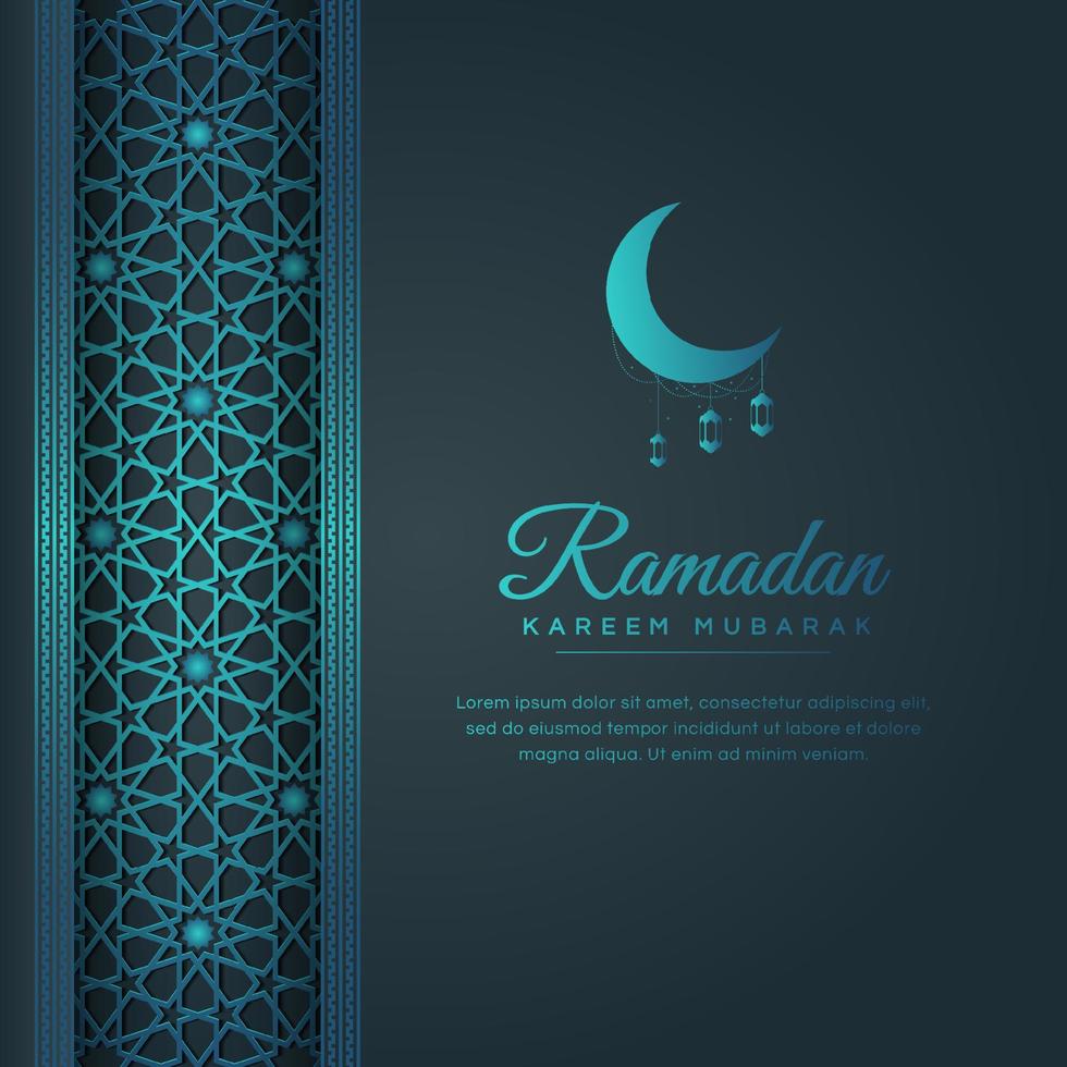 Ramadan Kareem Eid Mubarak Arabesque Ornament Border Geometric Pattern Background with Copy Space vector