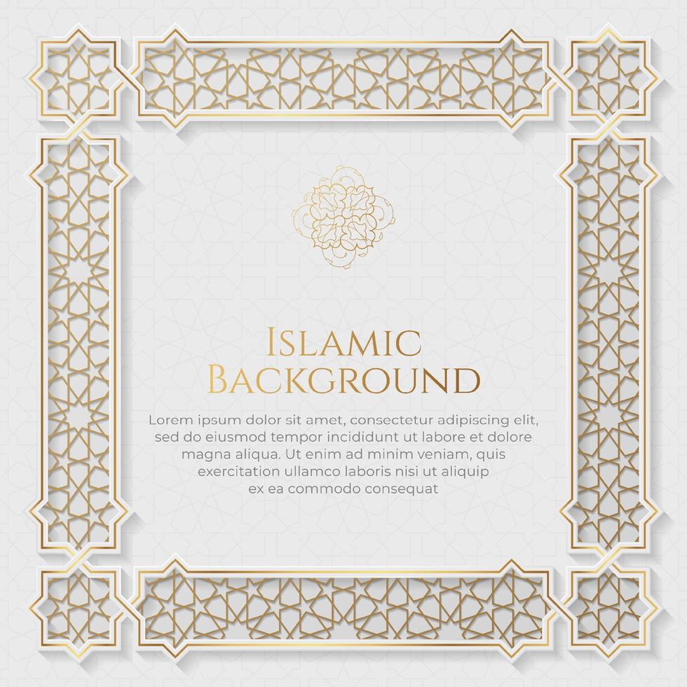 Islamic Arabic Arabesque Ornament Border Luxury Abstract White Background with Copy Space for Text vector