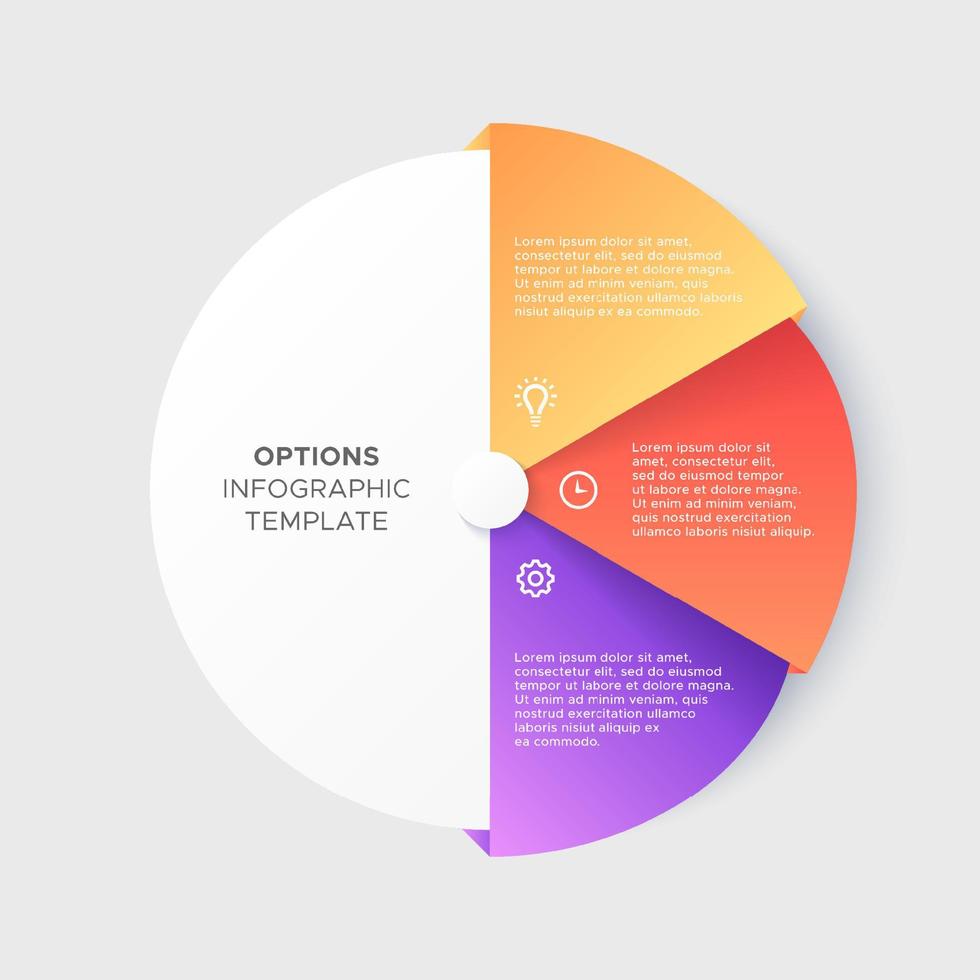 Tres 3 pasos opciones circulo cronograma negocio infografía moderno diseño modelo vector