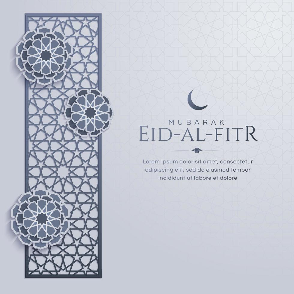 Eid Al-Fitr Mubarak Islamic Style Greeting Background with Luxury Elegant Ornaments vector