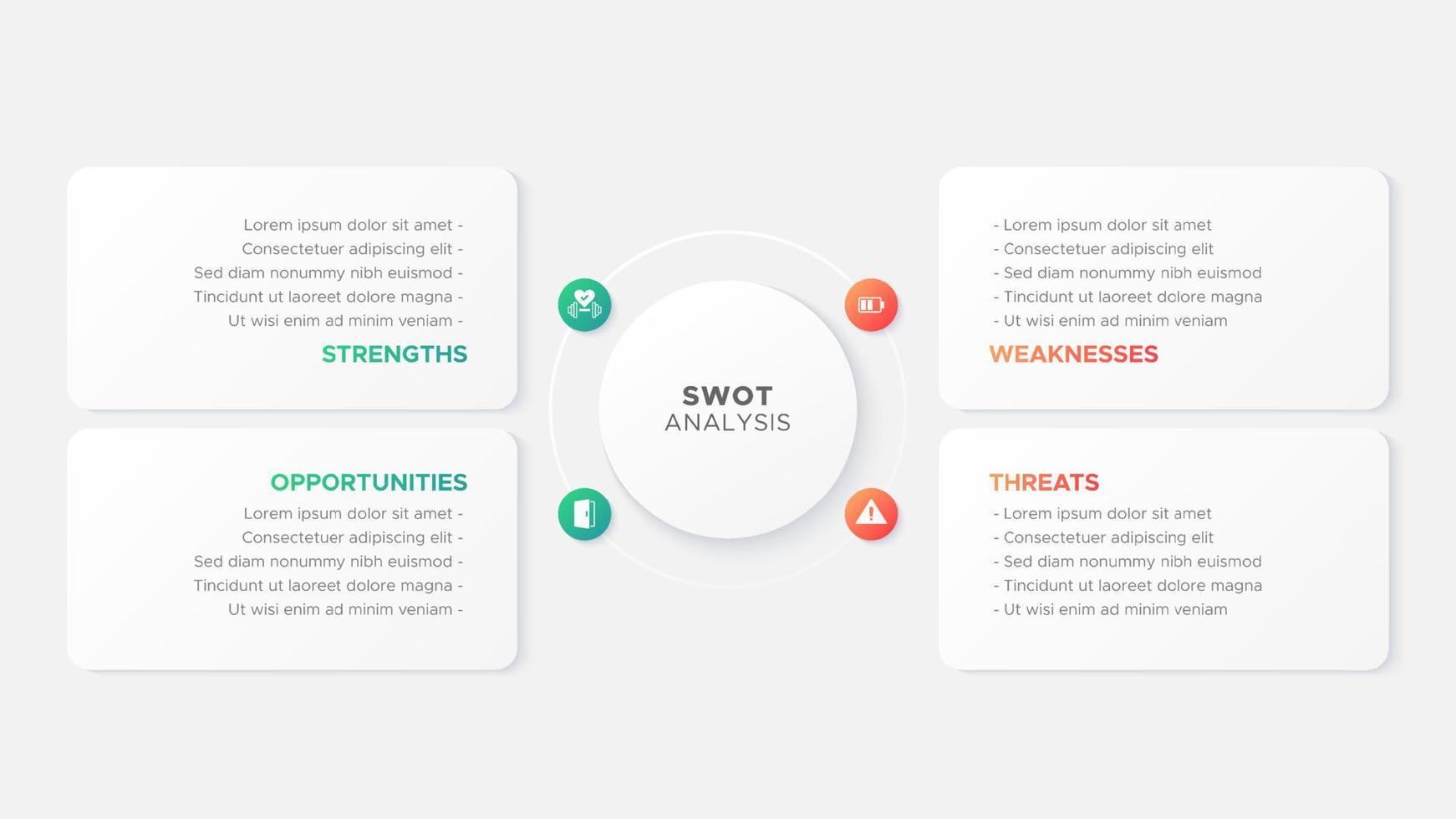 Four 4 Steps Options Circle Business Infographic SWOT Analysis Design Template vector