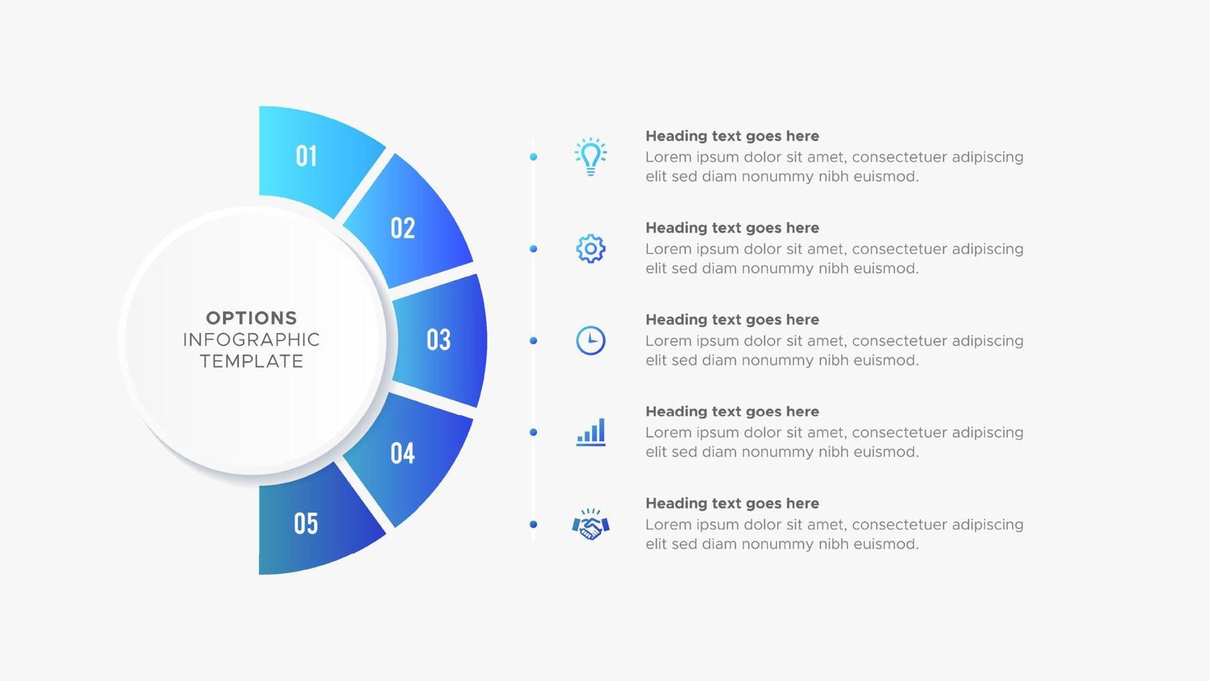 Five 5 Steps Options Round Business Infographic Modern Design Template vector