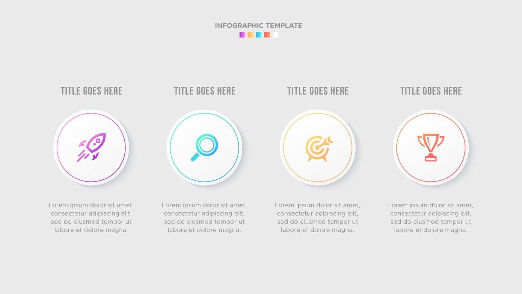 Four 4 Steps Options Circle Timeline Business Infographic Modern Design Template vector