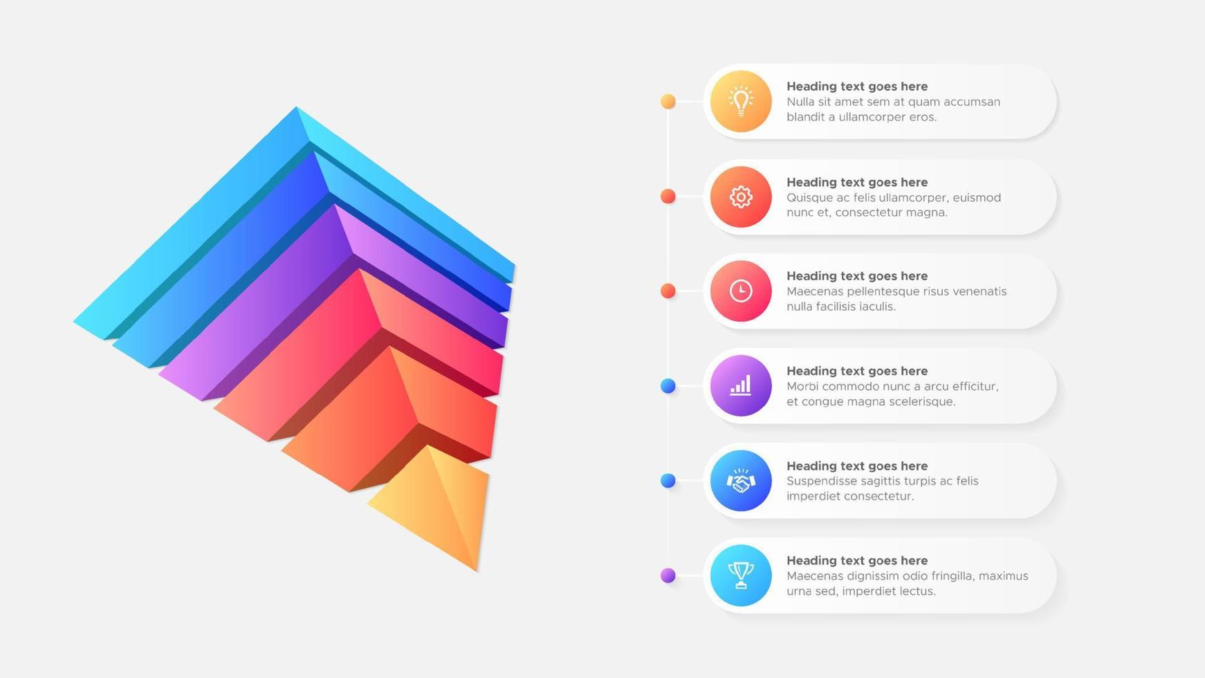 jerarquía 3d pirámide seis 6 6 opciones negocio infografía moderno diseño modelo vector