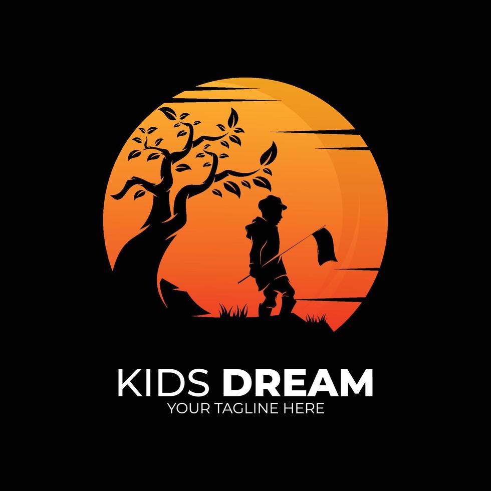 pequeño niños sueño logo diseño modelo vector