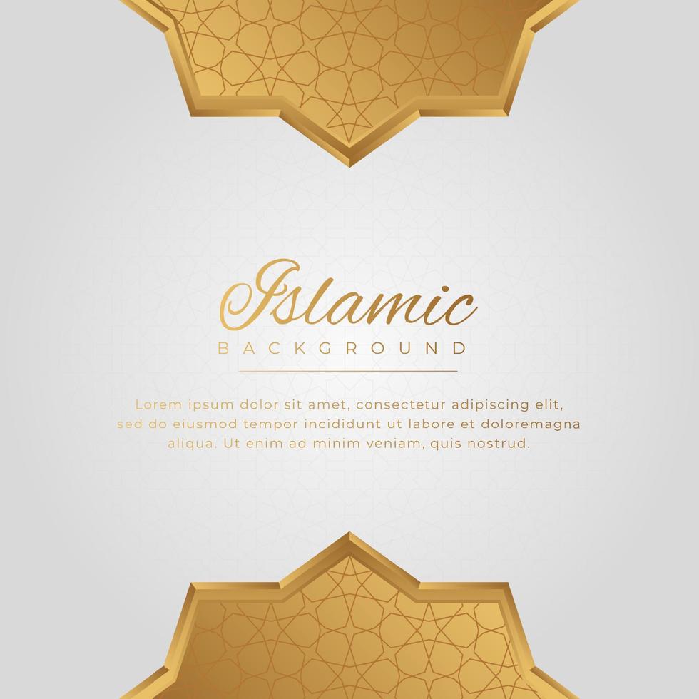 Islamic Arabic Elegant White Golden Ornament Frame Background with Copy Space for Text vector